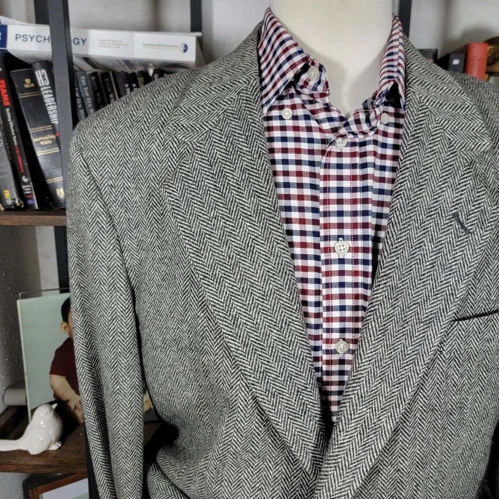 John Alexander Hartmarx Men's Tweed Sport Coat Blazer Two Button Herringbone 42R